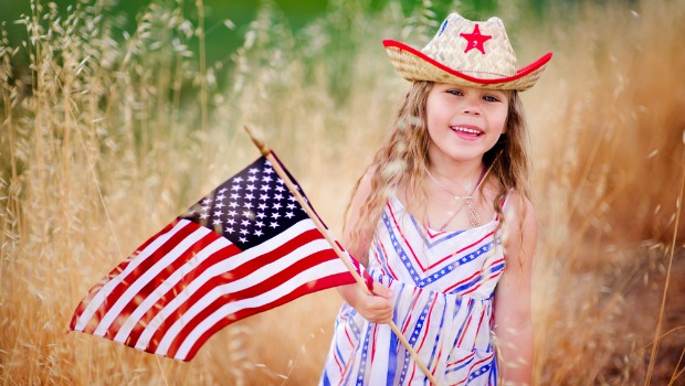 Little girl with American Flag