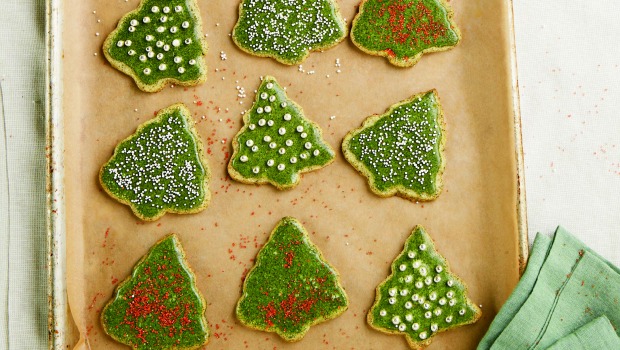 Healthy Christmas cookies on a tray.