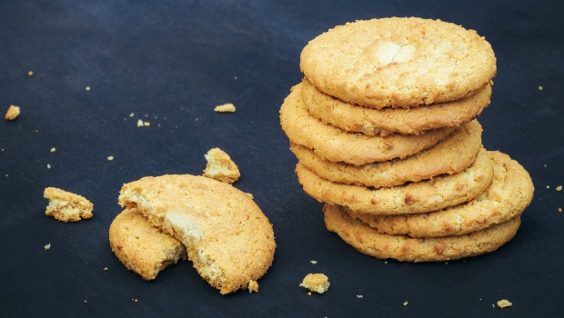 A stack of crumbling cookies