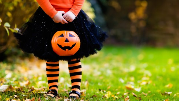 Little girl in Halloween costume.