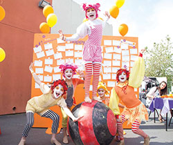 Crazy clowns at Happiness Wall