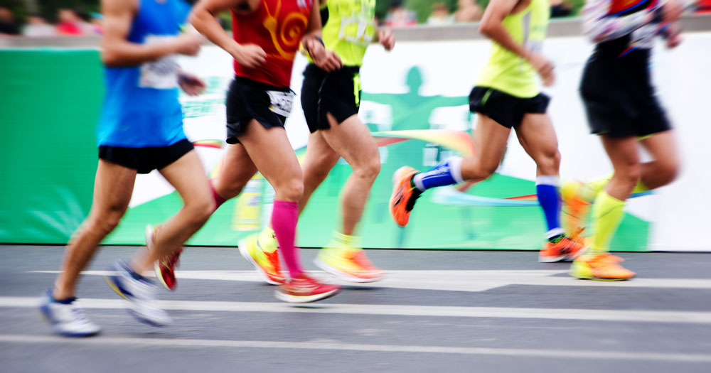 Marathoners running a race.