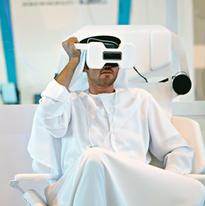 Arab man in VR headset