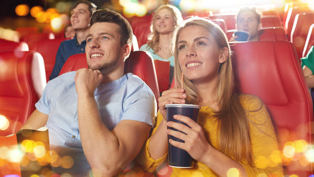 People watching a happy movie
