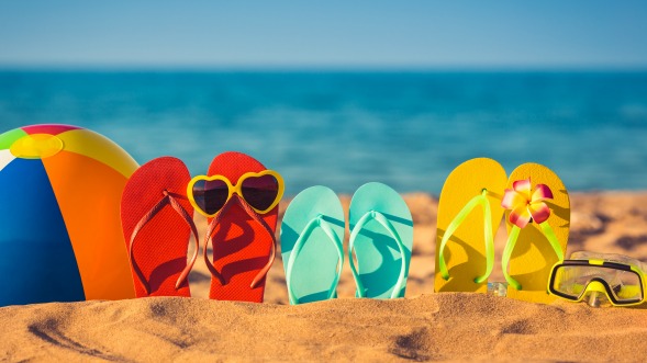 Sandals on a beach.