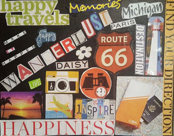 Travel happiness collage