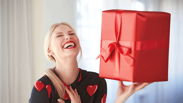 Happy woman with gift