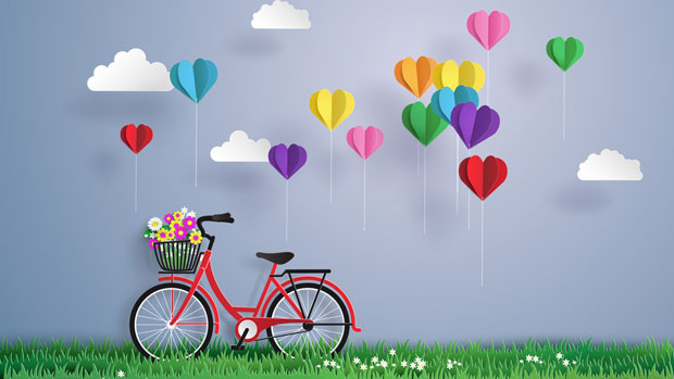 Bicycle with hearts