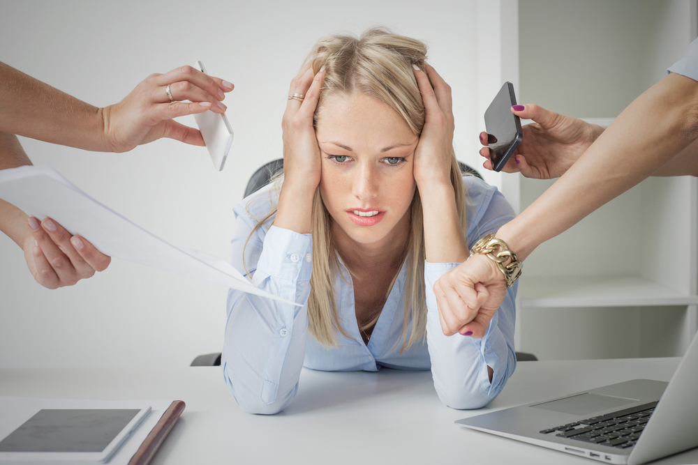 overwhelmed business woman, stress