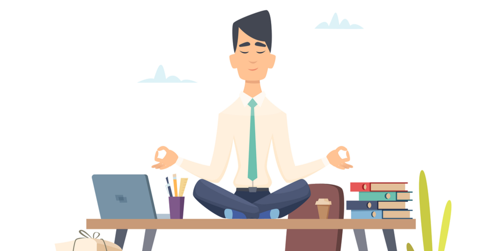 Illustration of businessman yoga meditation, calm and meditating