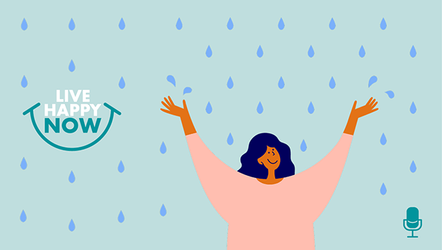 A person happy in the rain